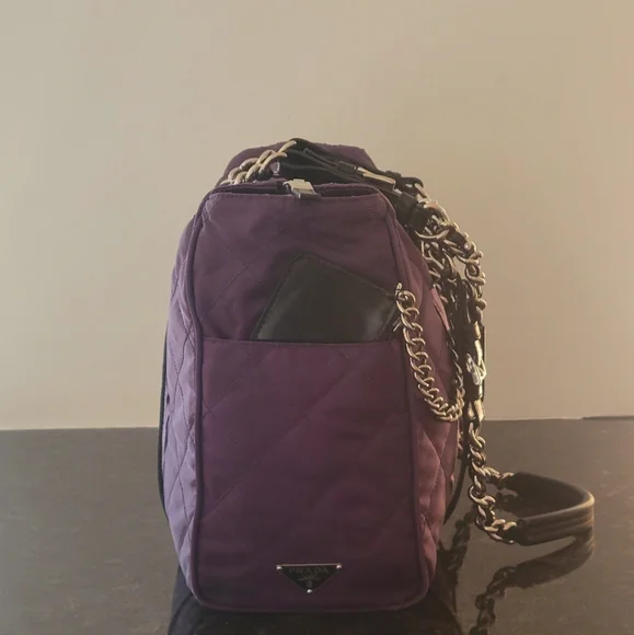 SALE!!!!💯Authentic Prada Tessuto Metallo Vintage Shoulder Bag In Violet - Picture 2 of 4